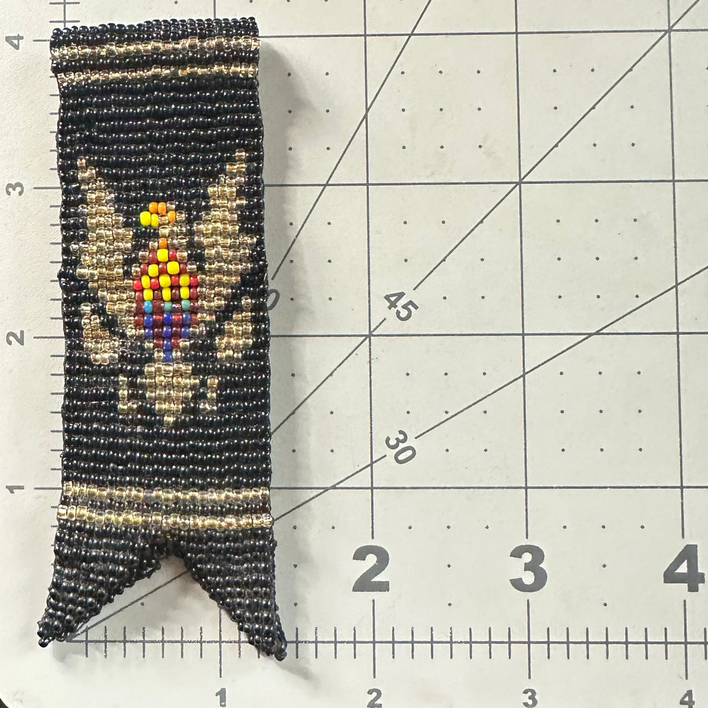 Antique Art Deco 1920s handmade eagle C initial glass beads beaded watch ribbon