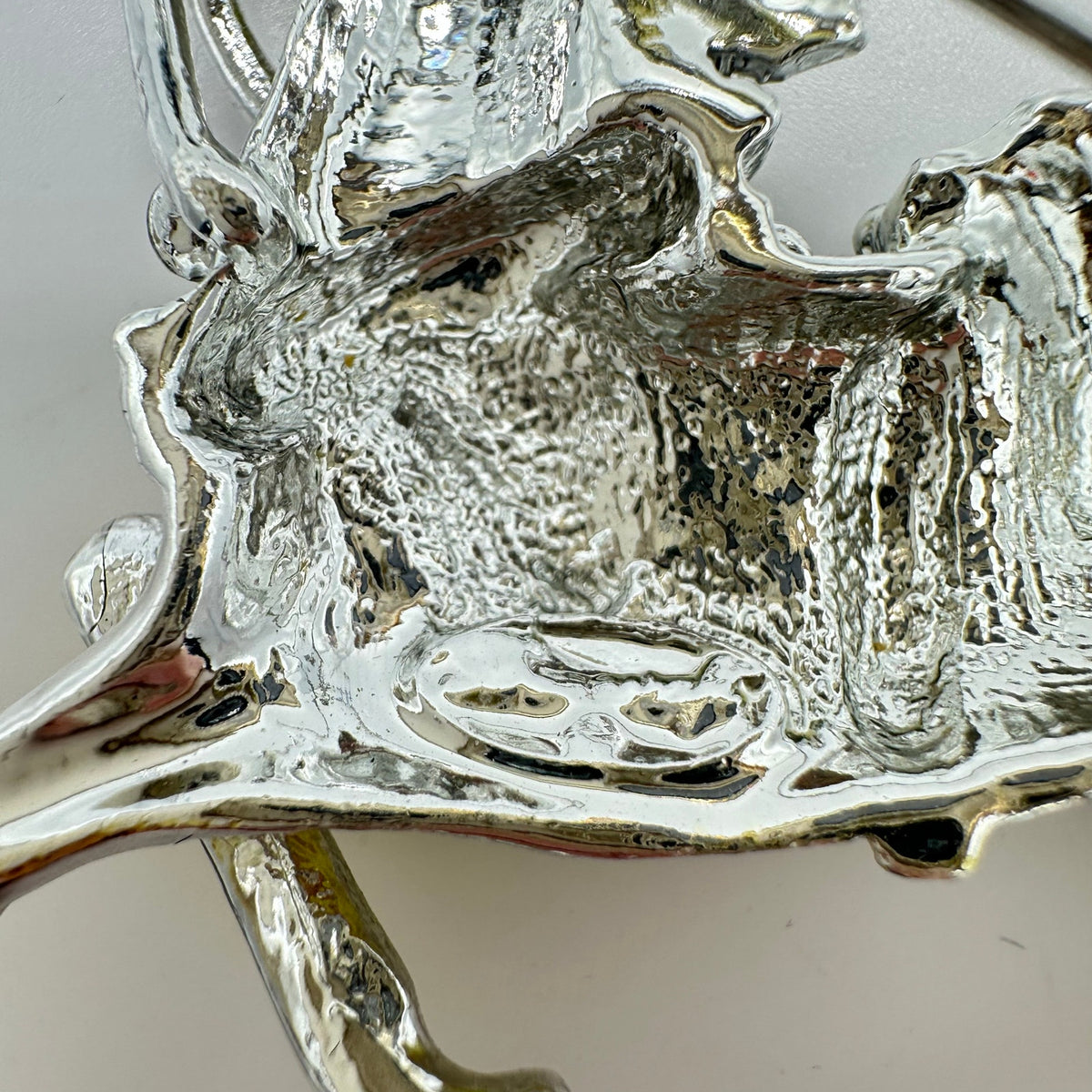 Danecraft vintage silver gold two tone large reindeer animal figural pin brooch