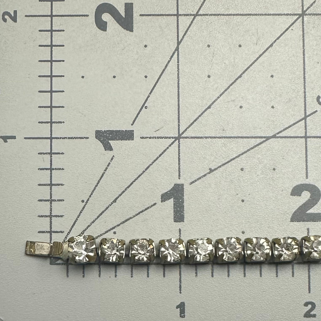 Antique vintage 1930s 1940s gold tone clear glass rhinestones tennis bracelet