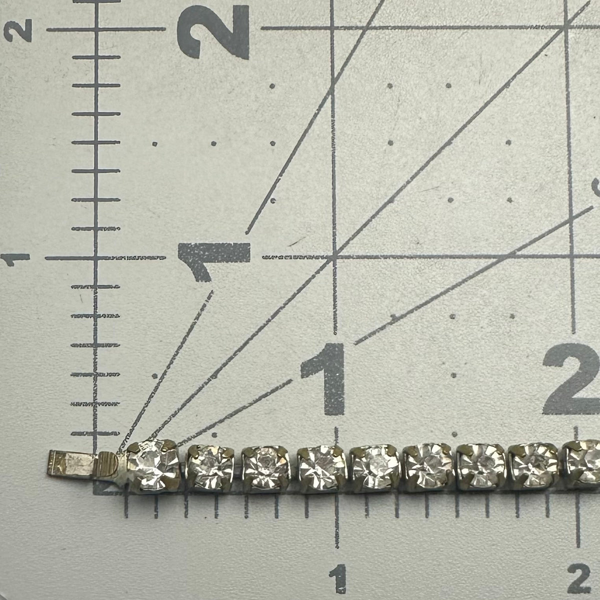 Antique vintage 1930s 1940s gold tone clear glass rhinestones tennis bracelet