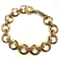 Fossil gold tone clear rhinestones crystals circle cable chain link bracelet
