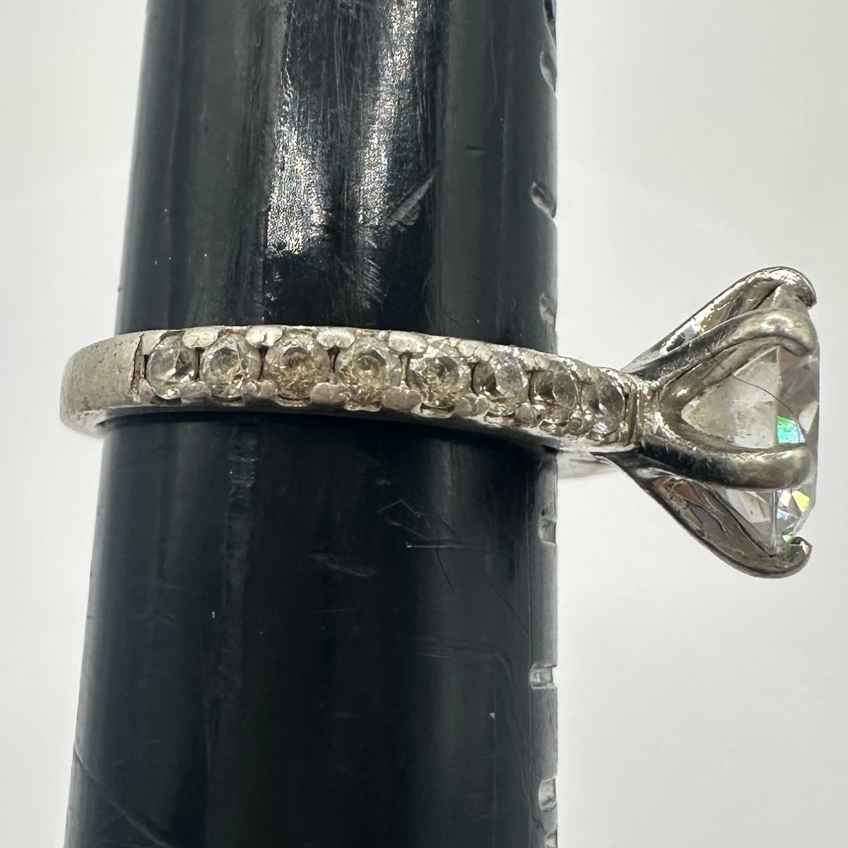 China 925 sterling silver cubic zirconia CZ half eternity solitaire ring size 4