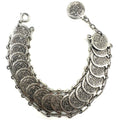Vintage silver tone reversible double two 2 sided coins adjustable bracelet