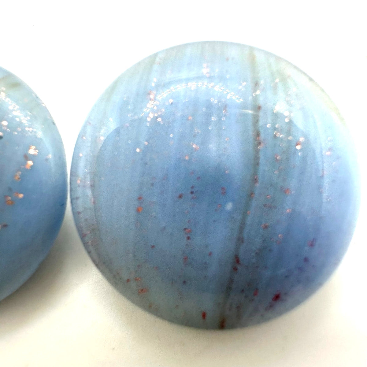 Austria vintage periwinkle blue purple gold glitter art glass clip on earrings