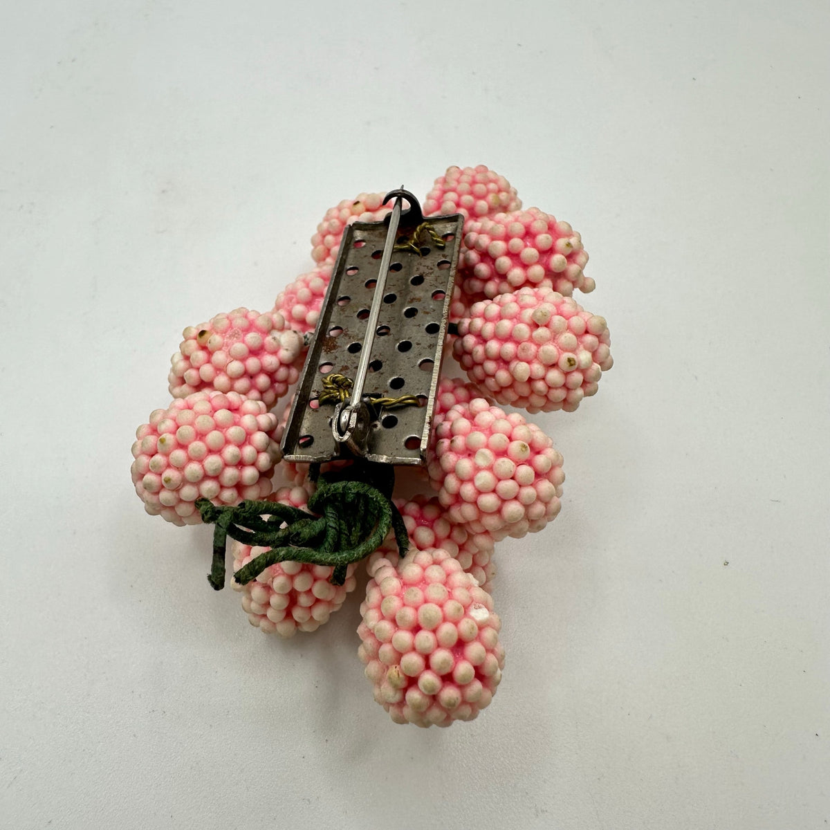 Miriam Haskell antique 1930s pink celluloid clusters beads beaded brooch