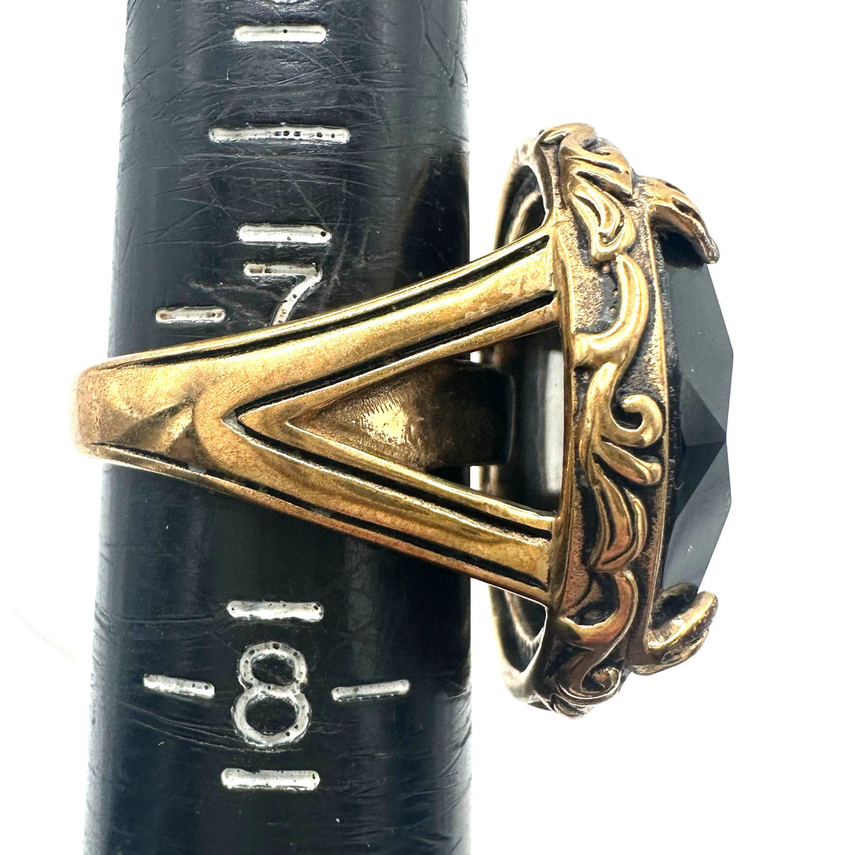 Barse Thailand rose gold tone massive 24mm black CZ cocktail ring size 7.25