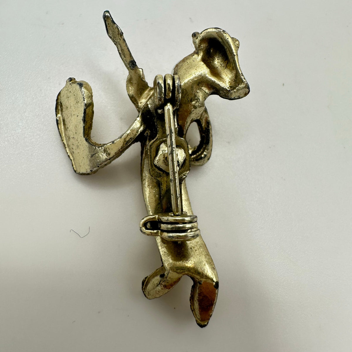 1940s vintage retro gold plated artist painter rhinestones figural brooch pin