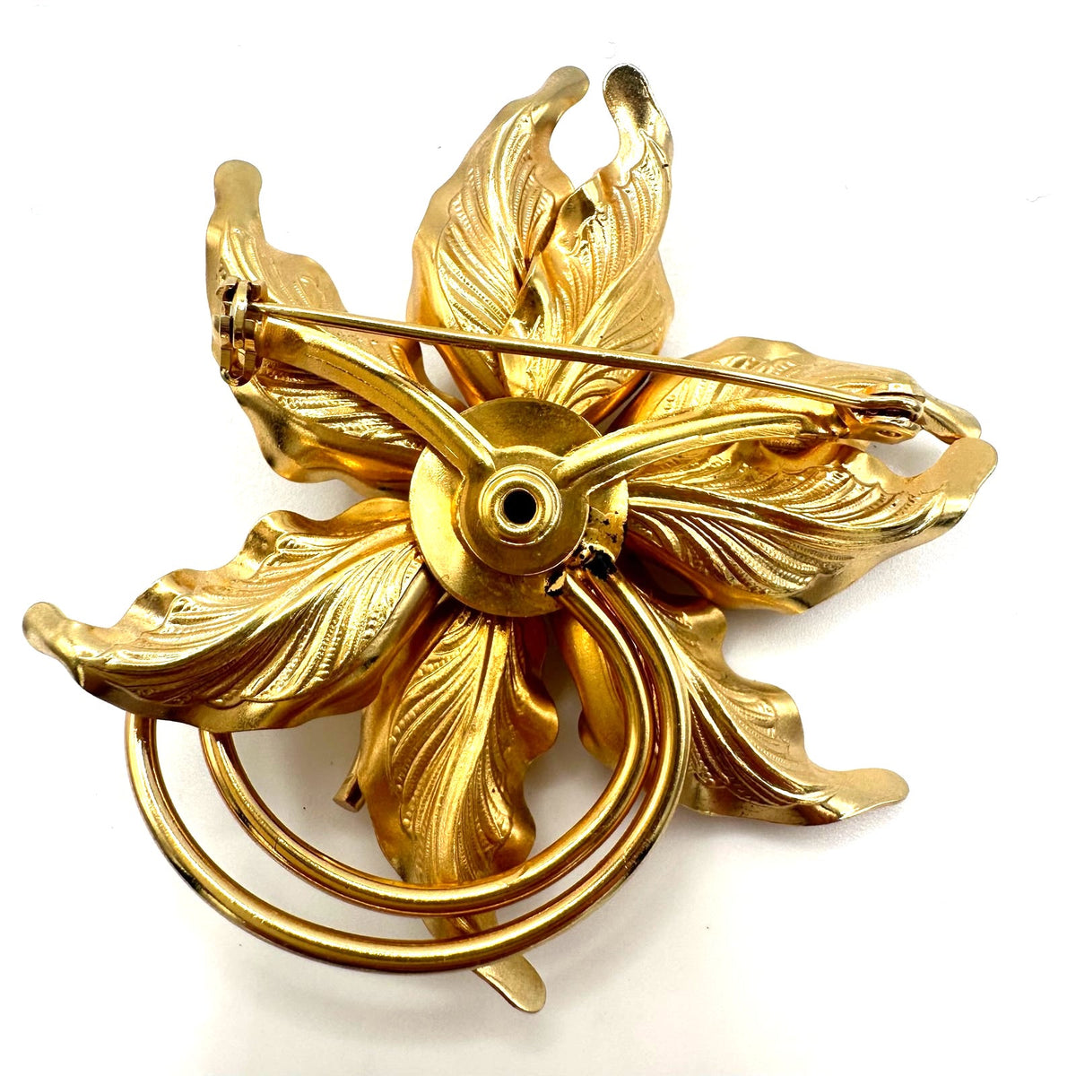 Vintage 1950s 1960s gold plated pink real freshwater pearl flower floral brooch