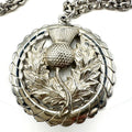 Dafri vintage silver tone Scottish thistle floral round pendant 18" necklace