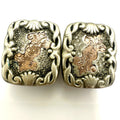 Antique Victorian 1885 rose gold filled silver gilt embossed etched cufflinks