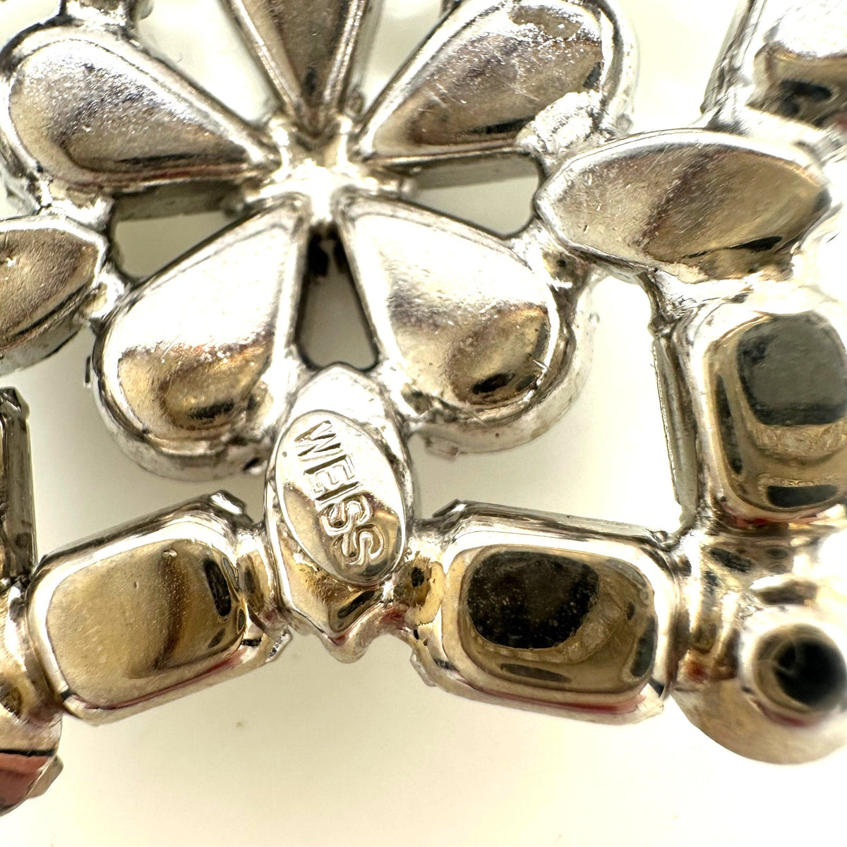 Weiss 1950s vintage silver tone clear large glass rhinestones star brooch