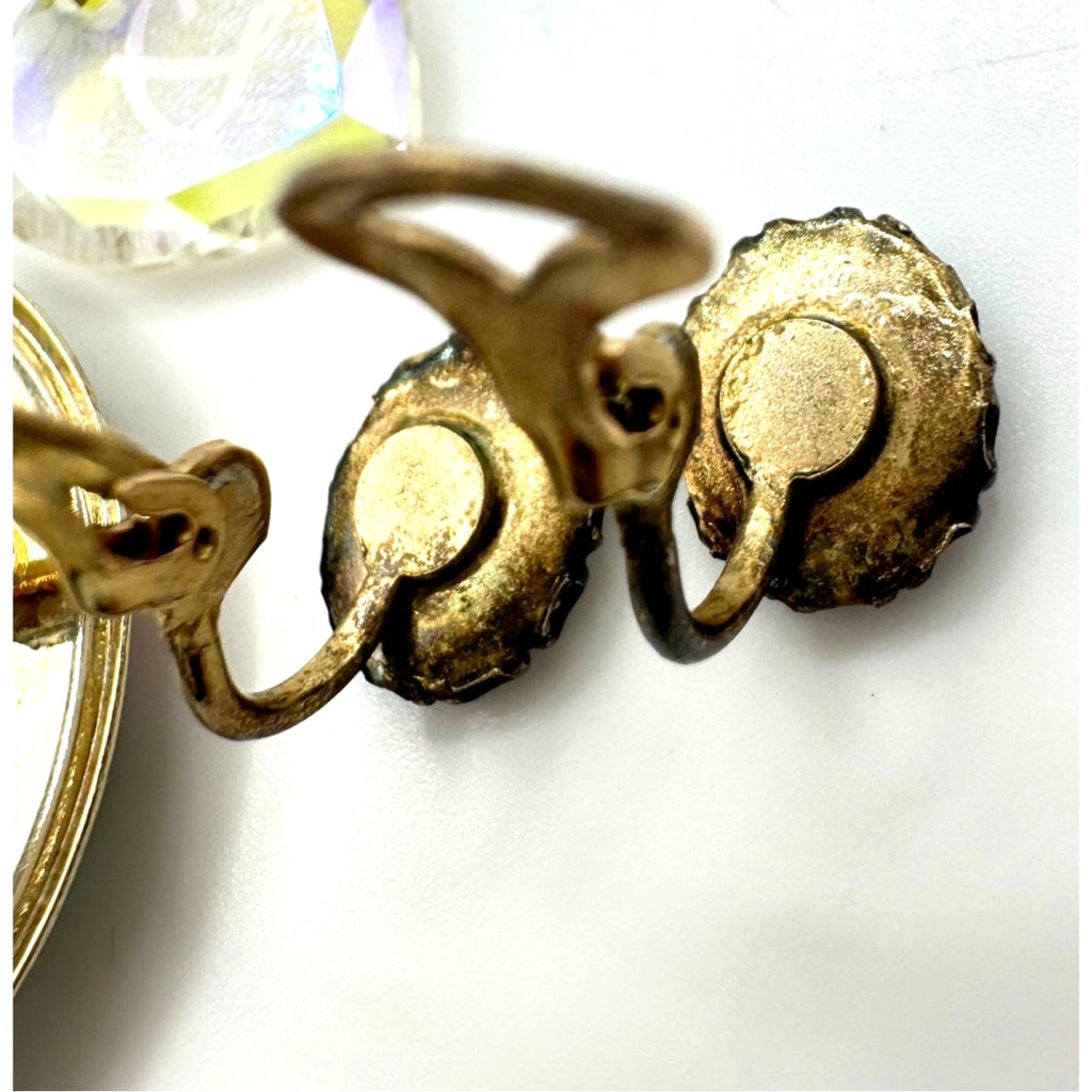 Bundle lot 3 vintage D initial guilloche enamel brooch earrings crystal pendant