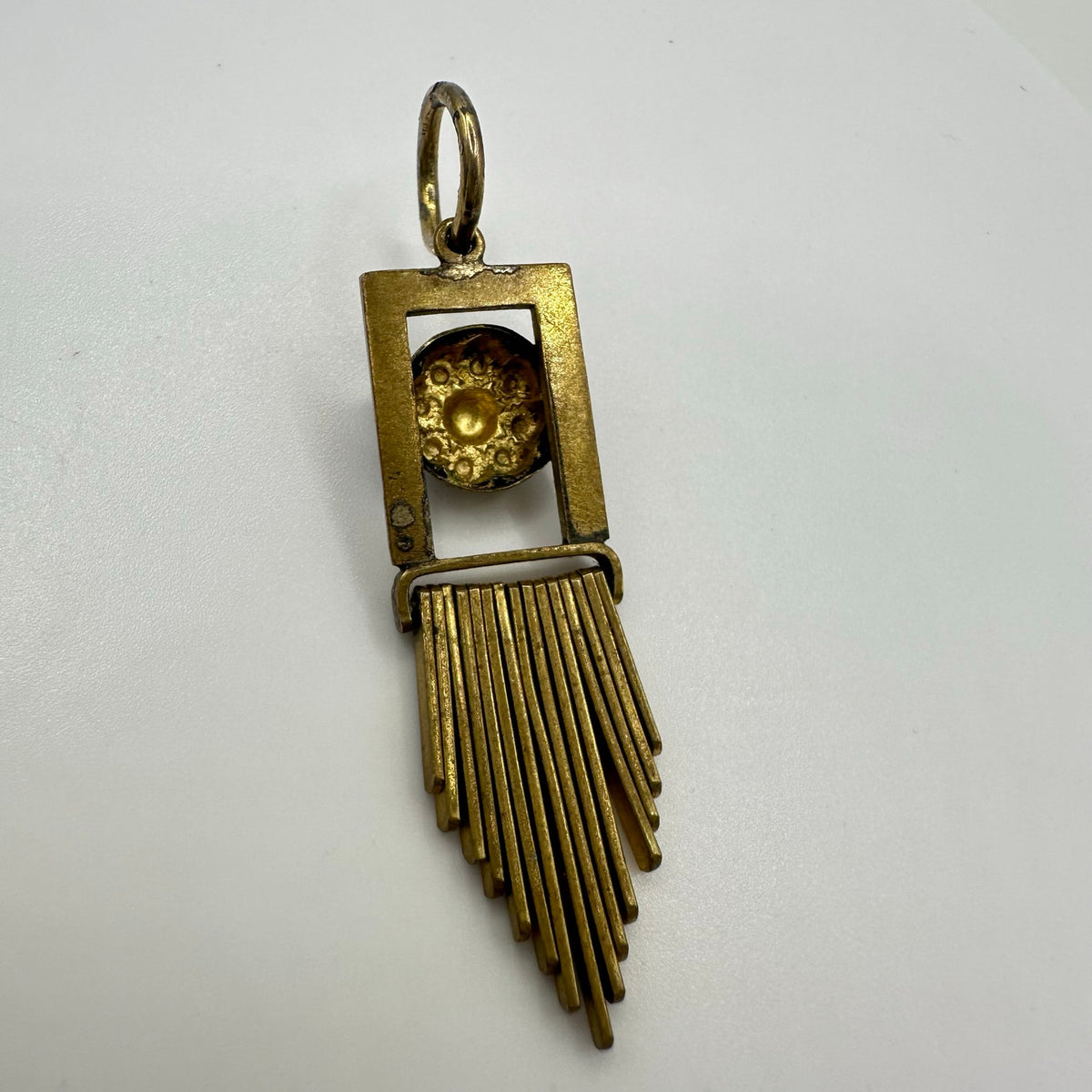 Antique Victorian gold gilt Etruscan Revival tassel fringe brass pendant charm