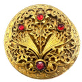 Antique 1900s Arts & Crafts gold gilt rose cut red paste glass sash pin brooch