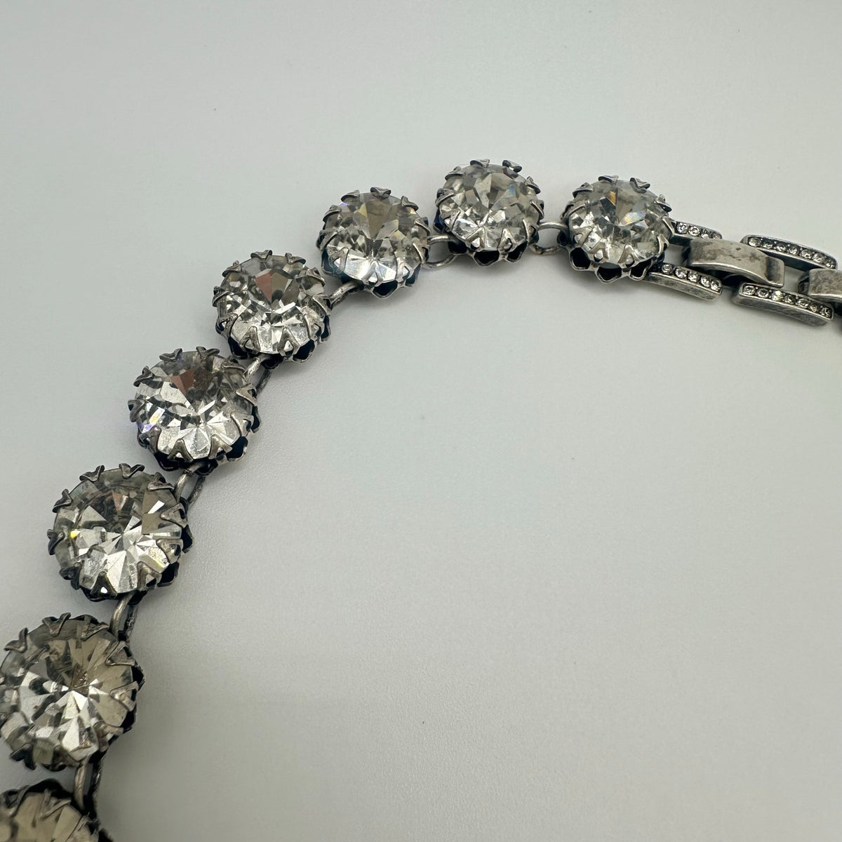 Stella & Dot Regency silver tone clear 12mm crystals rhinestones necklace