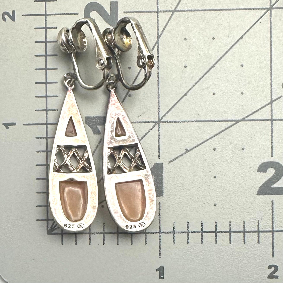 Coldwater Creek Thailand Tunisia sterling silver orange enamel clip on earrings