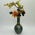 Vintage Chinese cloisonné enamel vase guilloche bird semiprecious flowers tree