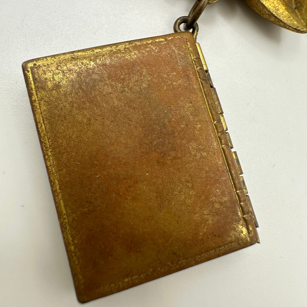 Rare 1920s Art Deco antique AT&T Telephone Numbers miniature book pendant brooch