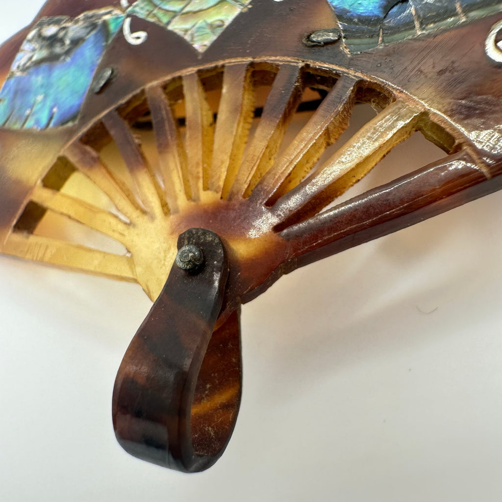 Antique Victorian 1800s "faux" tortoise shell abalone inlay brooch pin pendant