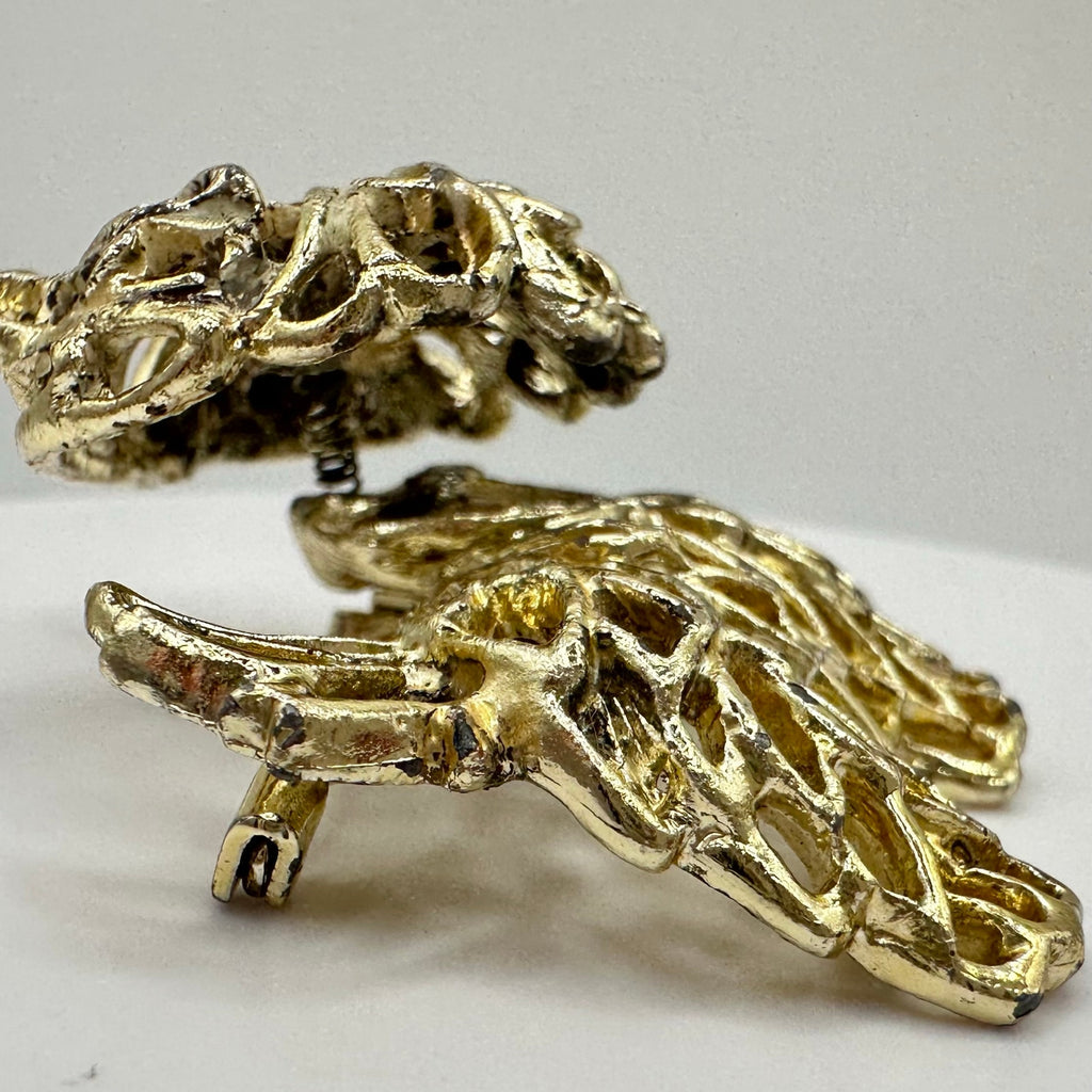 Vintage gold tone Scottie dog trembler en tremblant red glass eyes brooch