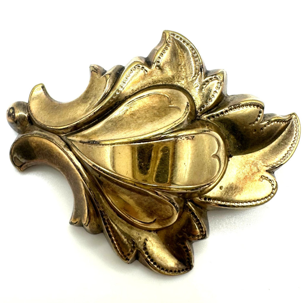 Antique Victorian 1800s gold filled 3D embossed leaves brooch pin 4.88 grams