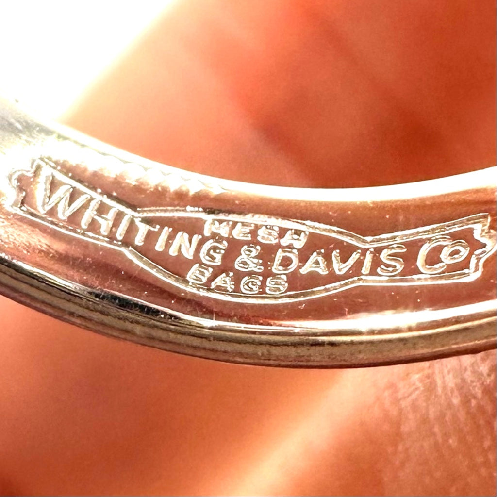 Whiting & Davis vintage silver tone faux hematite necklace ring clip on earrings