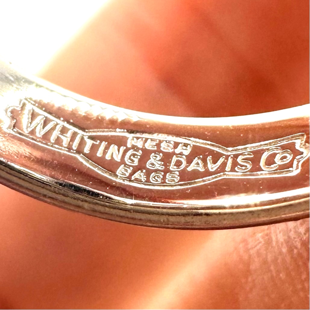 Whiting & Davis vintage silver tone faux hematite necklace ring clip on earrings