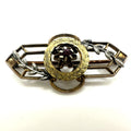 Cheever Tweedy antique Edwardian 1900s gold filled red glass paste brooch pin