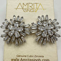 Amrita Singh silver tone clear cubic zirconia CZ starburst posts earrings