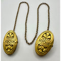 Ballou antique Victorian gold gilt 10” vest cloak chain with clips watch holder