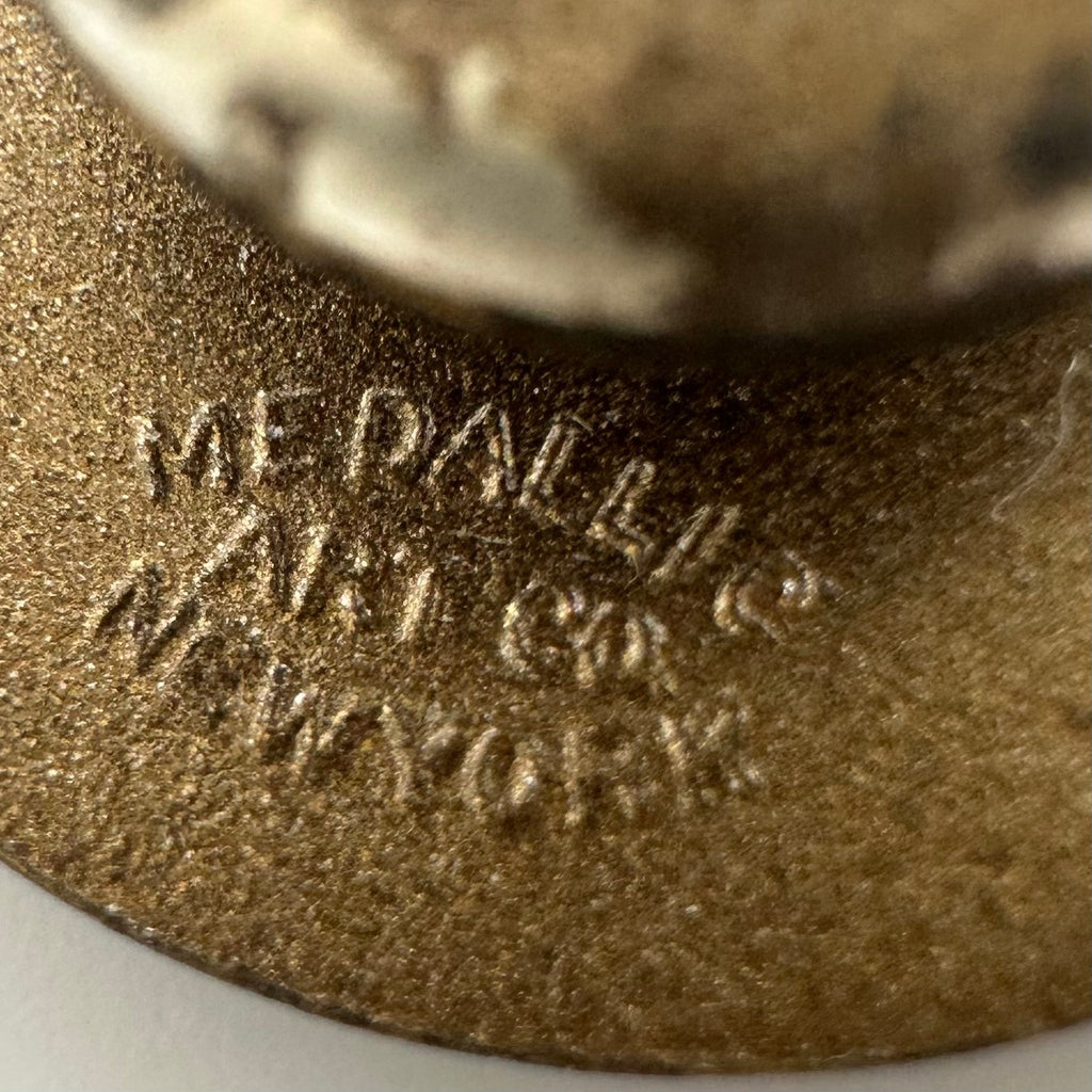 Antique Art Deco 1920s brass American Legion School award button single cufflink
