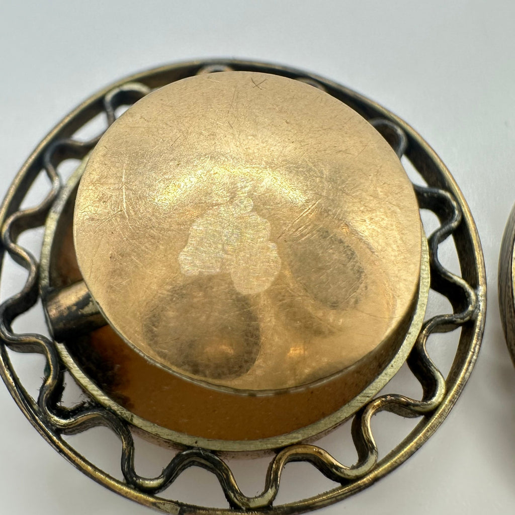 Antique Victorian 1800s solid 10kt & gold filled carved shell cameo cufflinks