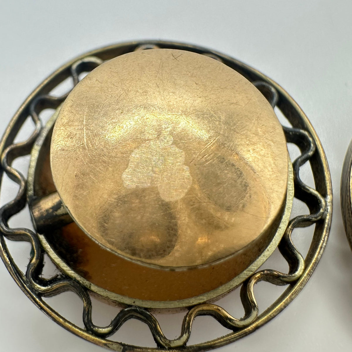 Antique Victorian 1800s solid 10kt & gold filled carved shell cameo cufflinks