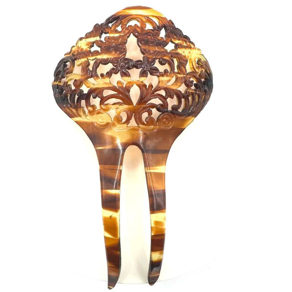 Antique celluloid faux tortoiseshell tortoise shell hair comb ornament