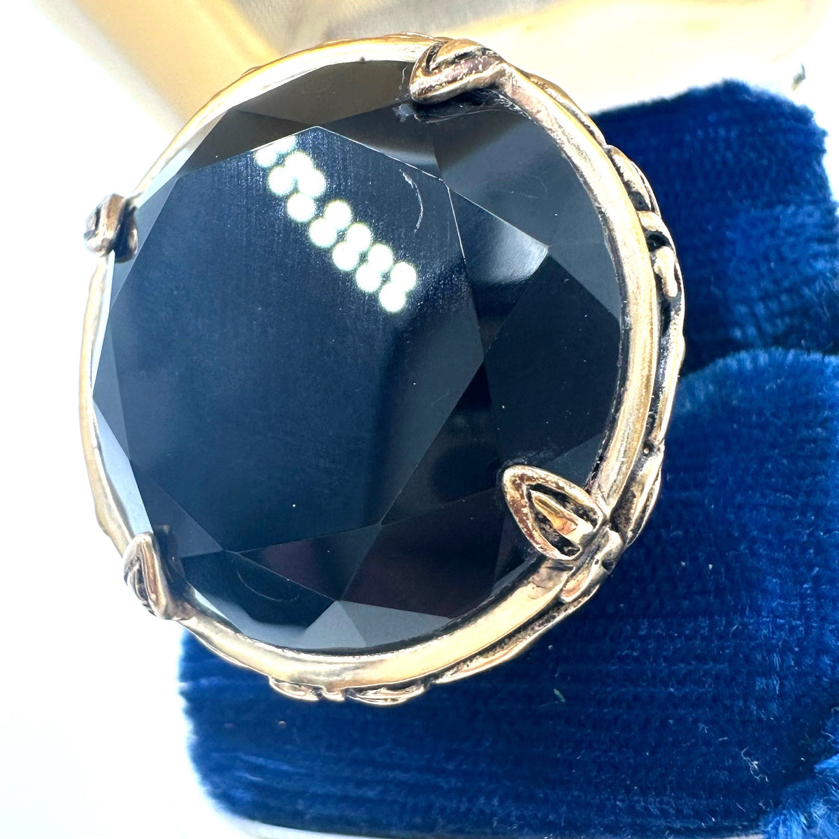 Barse Thailand rose gold tone massive 24mm black CZ cocktail ring size 7.25