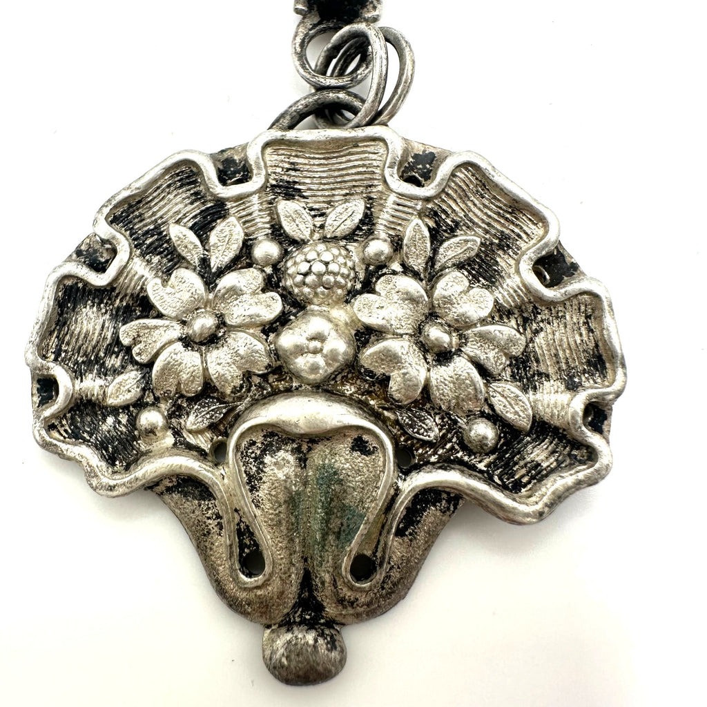 Antique chatelaine Autrian Empire pre-1867 solid 800 silver clothing clip