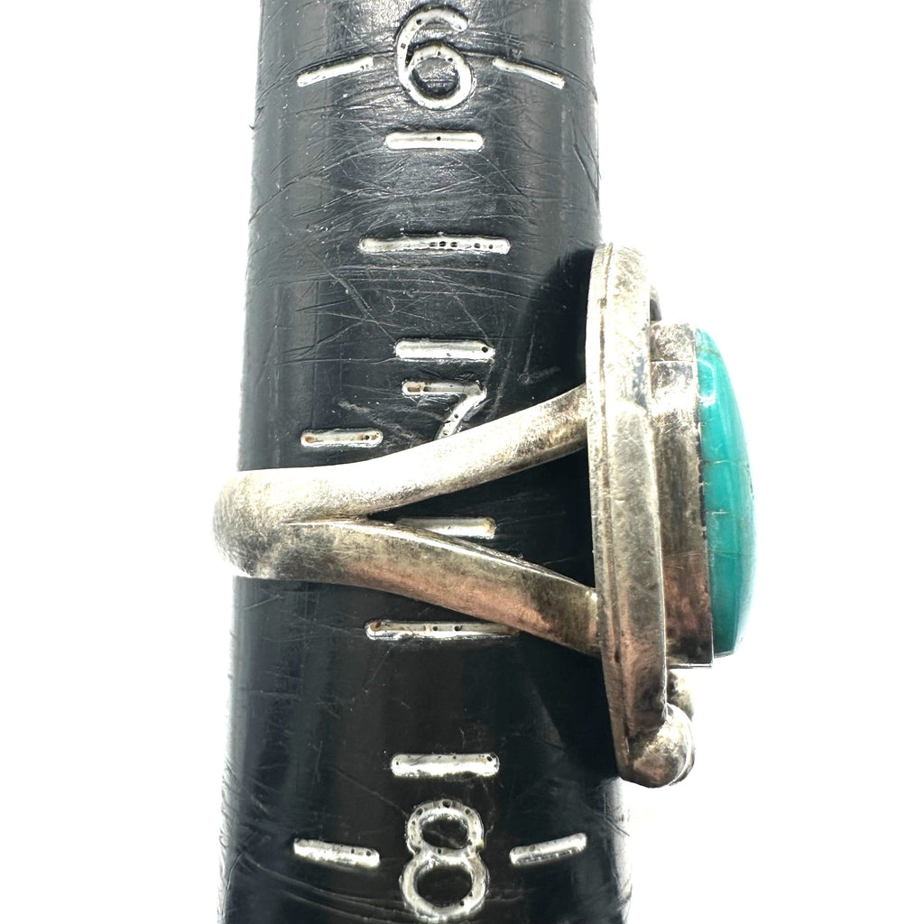 Navajo vintage sterling silver genuine turquoise gemstone roper ring size 7.25