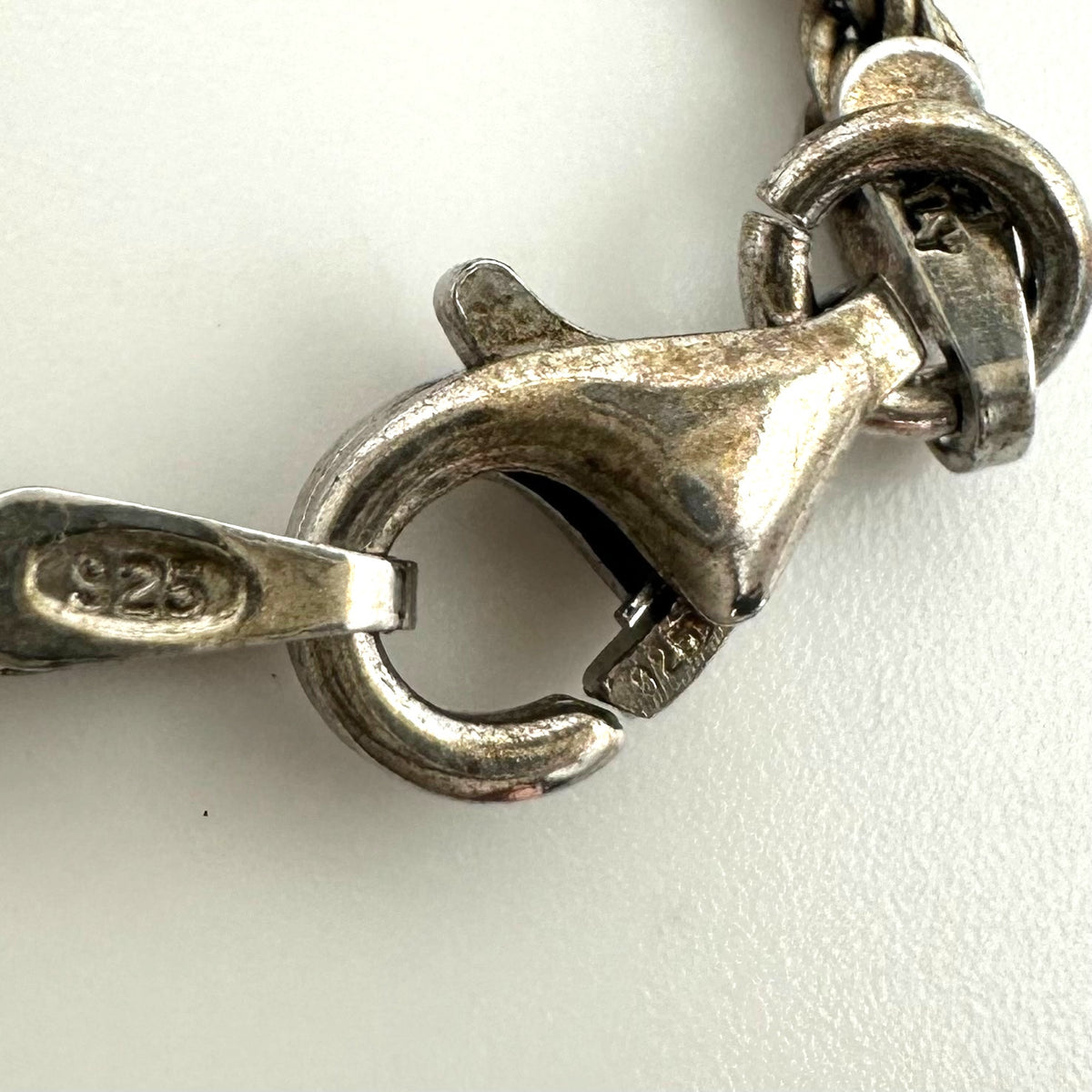 Vintage 925 sterling silver genuine marcasite pendant 18" twisted rope necklace