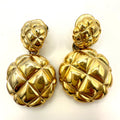 Vintage 1980s 1990s gold tone puffed circular discs dangle drop post earrings