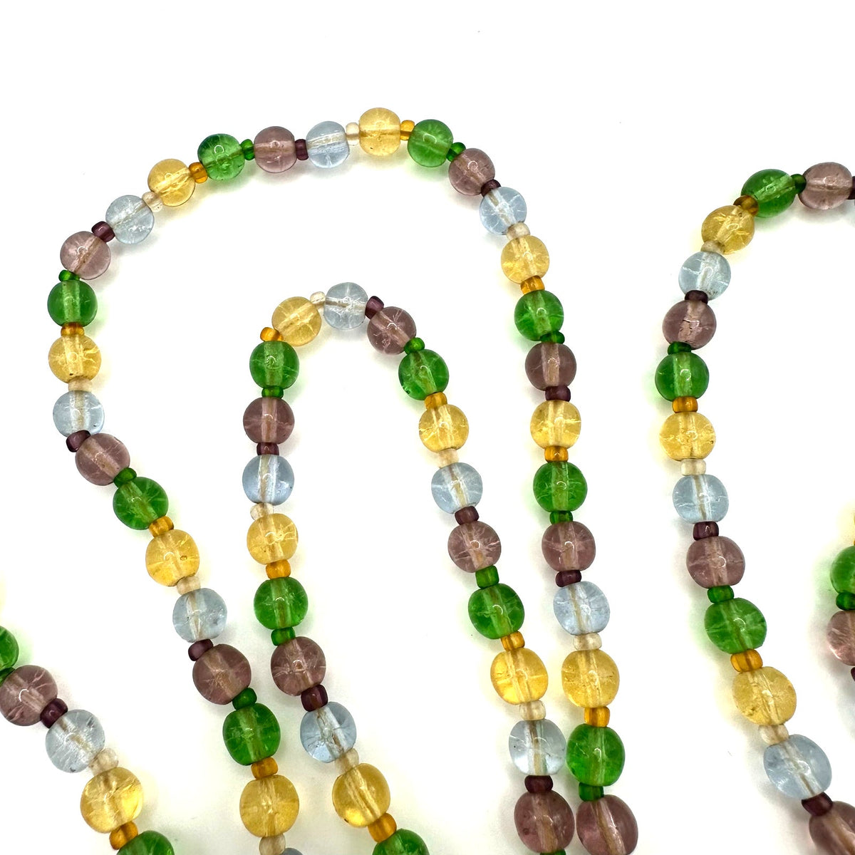 1940s vintage retro extra long 60” multicolor Czech art glass beaded necklace