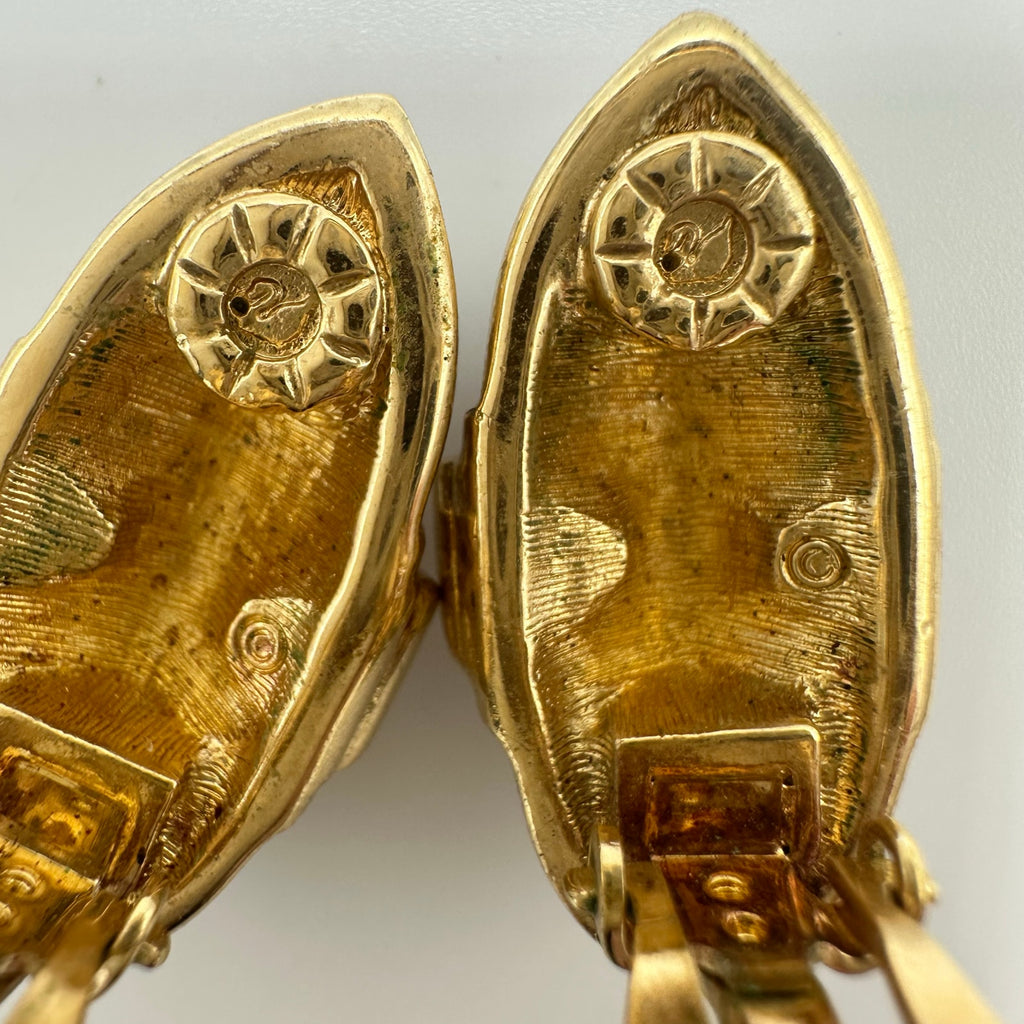 Swarovski Swan vintage 1990s 14kt gold plated Austrian crystals clip on earrings