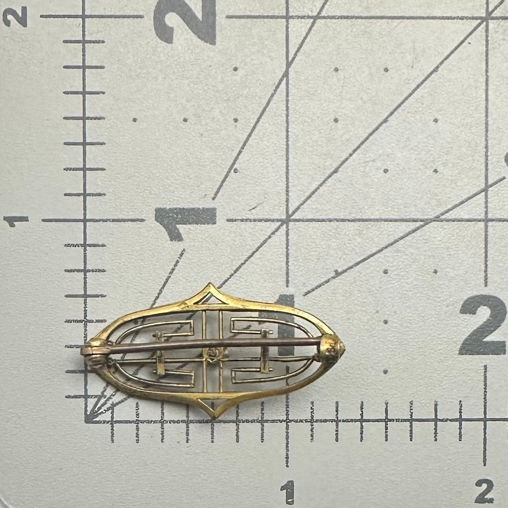 PSCO antique Edwardian 1900s rose gold filled clear paste openwork brooch pin