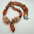 Vintage 925 sterling silver genuine carnelian agate beads beaded necklace 160g