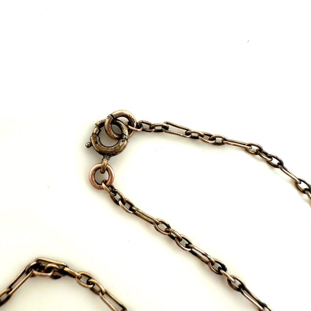 Antique Victorian Edwardian gold filled chain blue glass pendant necklace