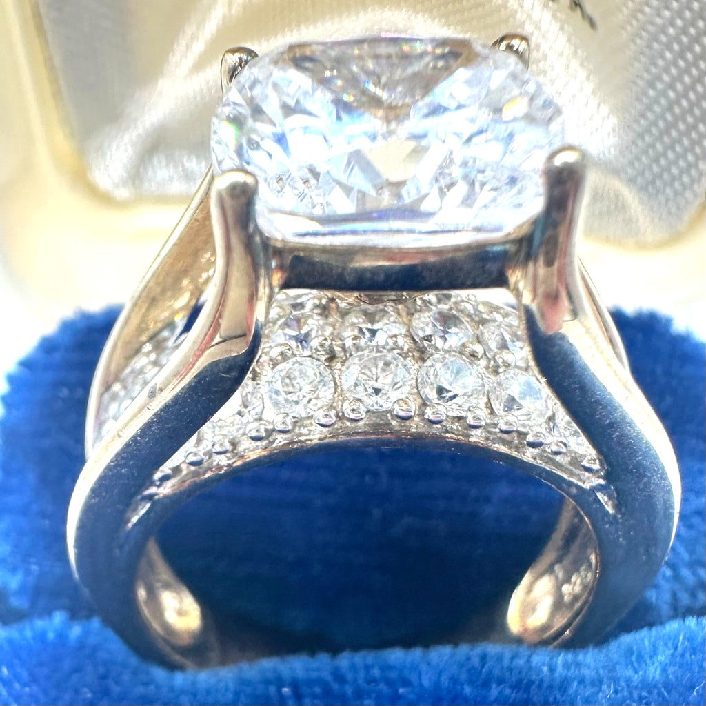 Key Star 925 sterling silver gold vermeil cubic zirconia cocktail ring size 7.5