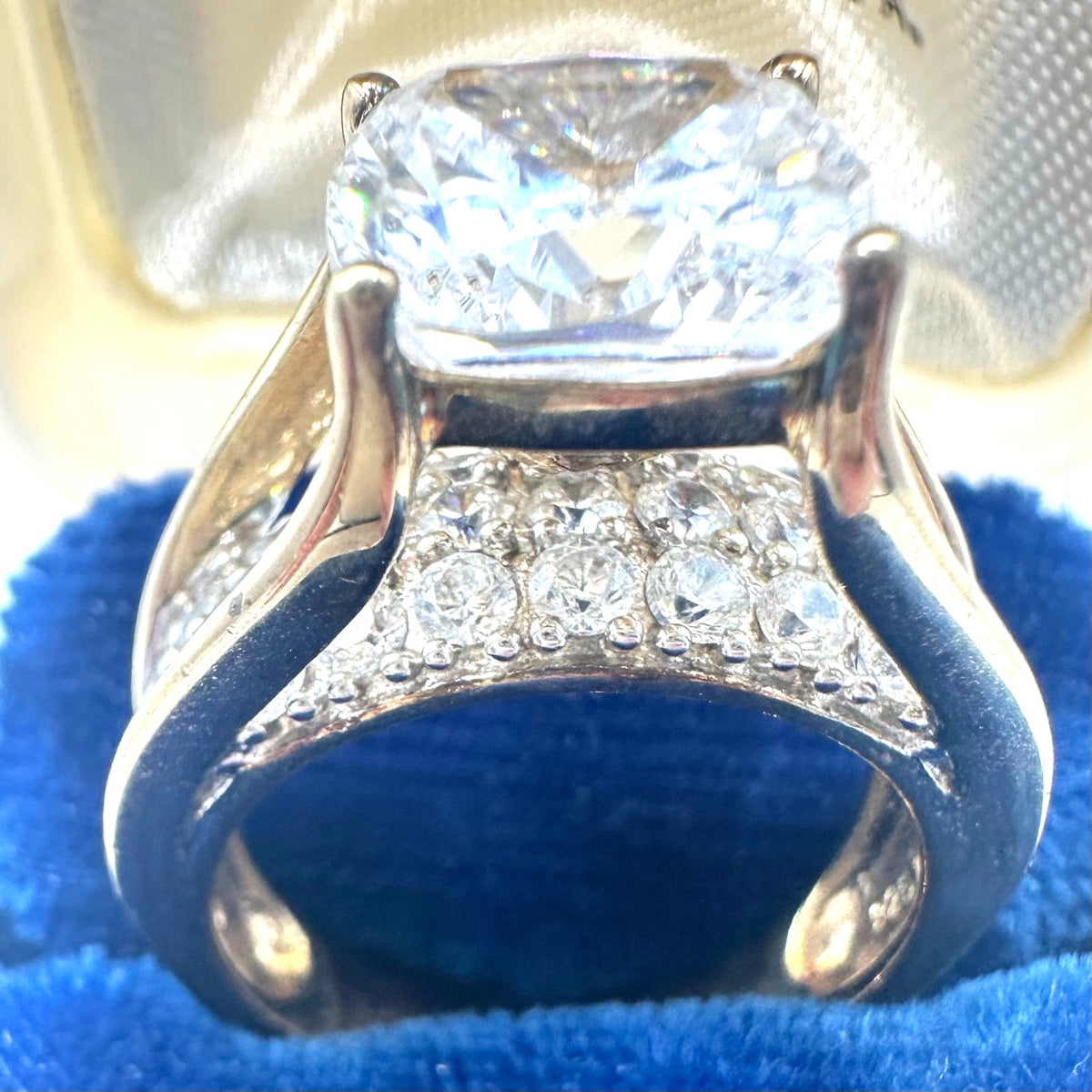 Key Star 925 sterling silver gold vermeil cubic zirconia cocktail ring size 7.5