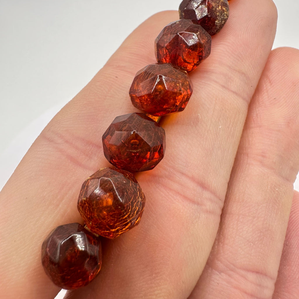 Antique Victorian 1800s genuine faceted Baltic amber beads bar pin brooch