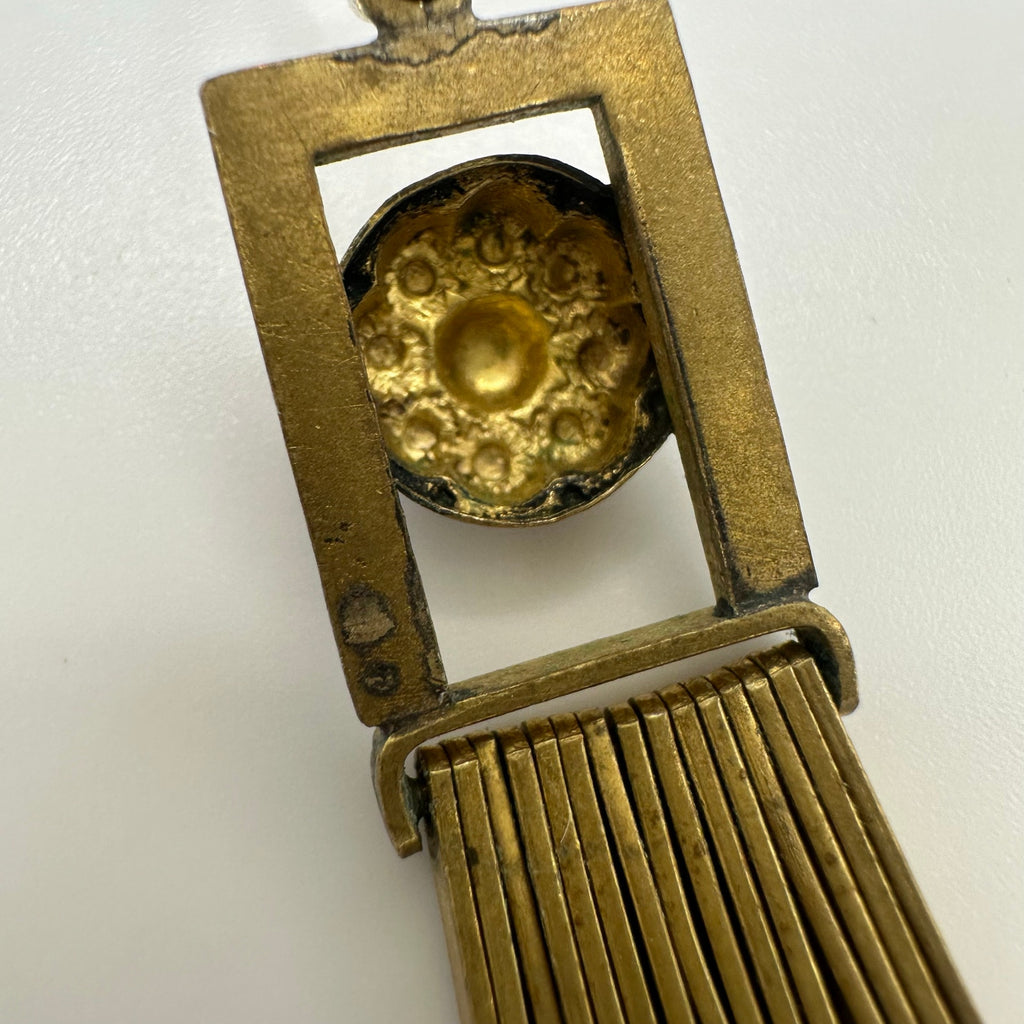 Antique Victorian gold gilt Etruscan Revival tassel fringe brass pendant charm