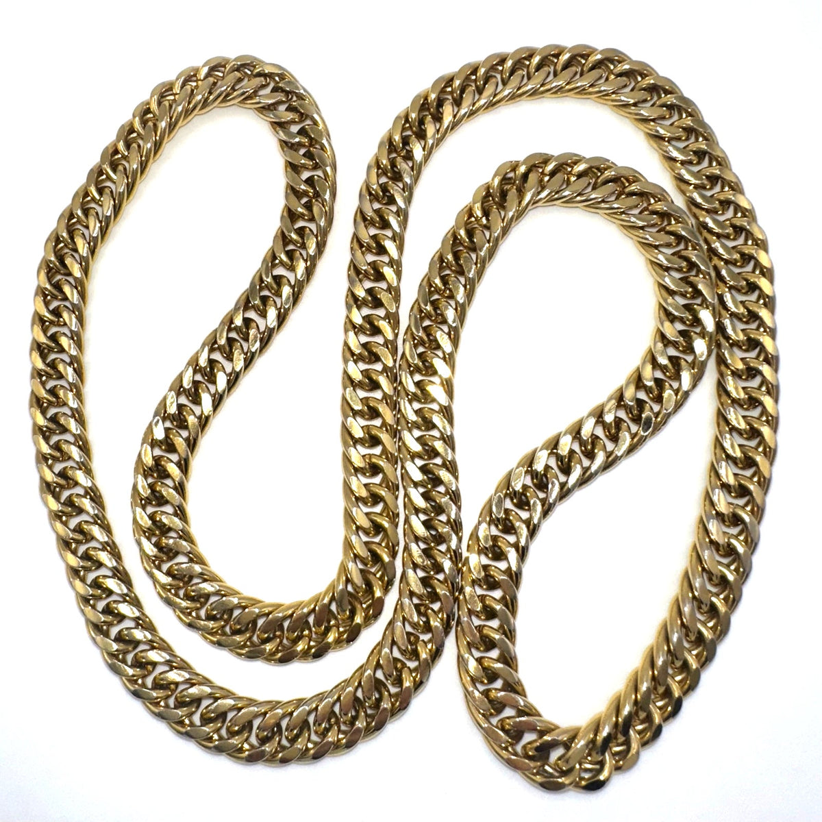 Vintage gold plated extra long 36" heavy 193g curb link unisex chain necklace