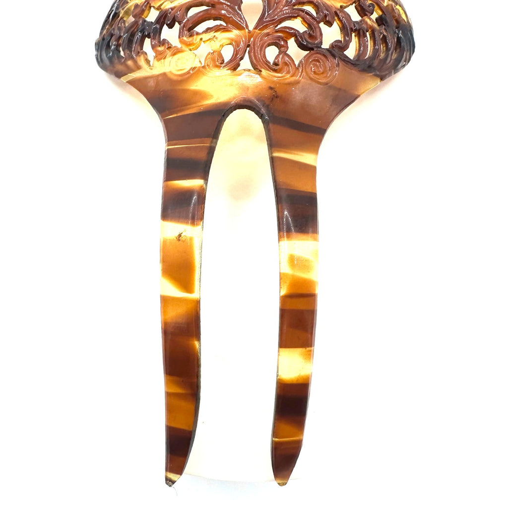 Antique celluloid faux tortoiseshell tortoise shell hair comb ornament